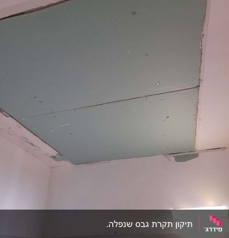 לוחות גבס מותקנים בתקרה עם ברגים חשופים